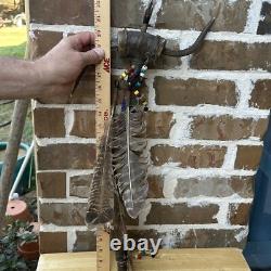 Northern Plains Native American Buffalo Horn Dance Wand 1880s Beads Horns 22
