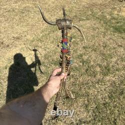 Northern Plains Native American Buffalo Horn Dance Wand 1880s Beads Horns 22