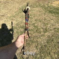 Northern Plains Native American Buffalo Horn Dance Wand 1880s Beads Horns 22