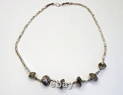 OOAK Vtg Artisan SW Arizona Sterling Buffalo Nickel Mercury Dime Beads Necklace