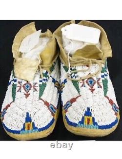 Old American Sioux Style Suede Leather Handmade Beaded Moccasins MC229