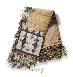 Old American Style Beaded Buffalo Hide Saddle Bags Western Native Vintage