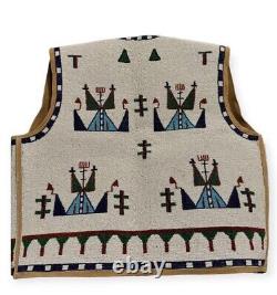 Old American Style Handmade Lakota Design Medium Beaded Front Powwow War Vest