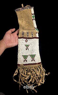 Old Antique Native American Sioux Indians Beaded Pipe Bag Pouch Beadwork