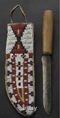 Old Antique Style Indian Beaded Knife Cover Native American Leather Knife Sheath