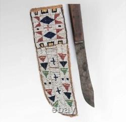 Old Antique Style Indian Beads Knife Cover Native American Leather Knife Sheath