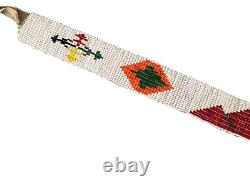 Old Authentic Hand Beaded Raw Hide Rawhide Native American Tribal Headband