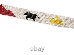 Old Authentic Hand Beaded Raw Hide Rawhide Native American Tribal Headband