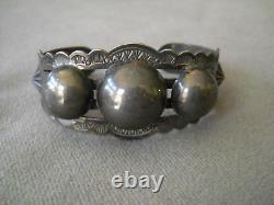 Old Harvey Era Native American Sterling Silver Half-Bead Stamp Work Bracelet