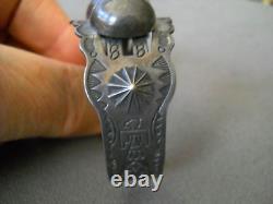 Old Harvey Era Native American Sterling Silver Half-Bead Stamp Work Bracelet