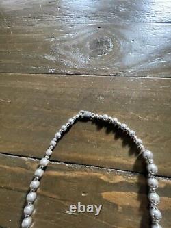 Old Native American 30 Navajo Pearls Necklace Sterling Silver