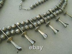 Old Native American Coral Sterling Silver Squash Blossom Naja Bead Necklace