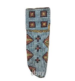 Old Native American Sioux Style Indian Beaded Leather Knife Sheath S819