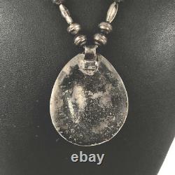 Old Navajo Pearl Necklace Fox Chain Sterling Silver 925 Green Turquoise Pendant