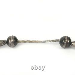 Old Navajo Pearl Necklace Fox Chain Sterling Silver 925 Green Turquoise Pendant