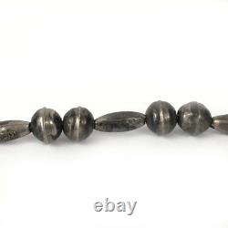 Old Navajo Pearl Necklace Fox Chain Sterling Silver 925 Green Turquoise Pendant