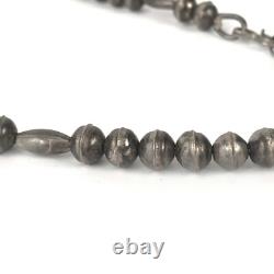 Old Navajo Pearl Necklace Fox Chain Sterling Silver 925 Green Turquoise Pendant