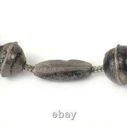 Old Navajo Pearl Necklace Fox Chain Sterling Silver 925 Green Turquoise Pendant