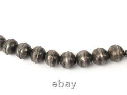 Old Navajo Pearl Necklace Fox Chain Sterling Silver 925 Green Turquoise Pendant