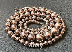 Old Pawn Navajo Sterling Silver 6-14mm Round Pearl Bench Ball Bead Necklace 30