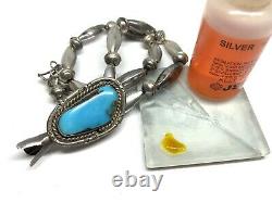 Old Pawn Navajo Sterling Turquoise Squash Blossom 15 Bench Melon Bead Necklace