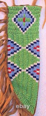 Old Vintage Lakota Sioux Indian Beads Beadwork Beaded & Leather Knife Sheath