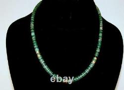 Older Santo Domingo Hand Rolled Cut Turquoise Heishi Bead Necklace 27.5gm