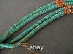 Older Santo Domingo Native American Turquoise Spiny Oyster Jacla Bead Necklace