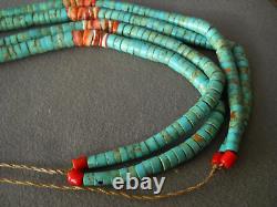 Older Santo Domingo Native American Turquoise Spiny Oyster Jacla Bead Necklace