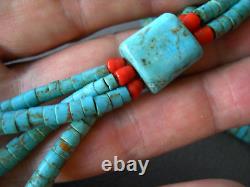 Older Santo Domingo Native American Turquoise Spiny Oyster Jacla Bead Necklace