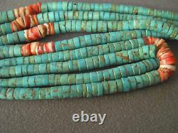 Older Santo Domingo Native American Turquoise Spiny Oyster Jacla Bead Necklace