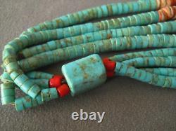 Older Santo Domingo Native American Turquoise Spiny Oyster Jacla Bead Necklace