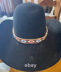 One Awesome Colored Native American Lakota Sioux Lazy Stitched Beaded Hat Band