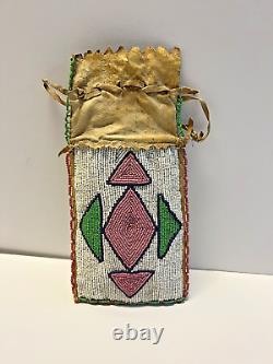 Original Antique Native American Indian Beaded Pouch 1800's to 1900's-SALE
