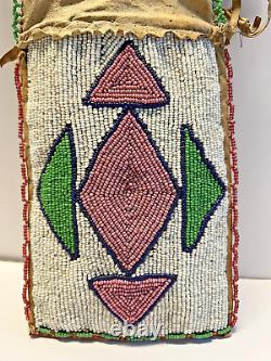 Original Antique Native American Indian Beaded Pouch 1800's to 1900's-SALE