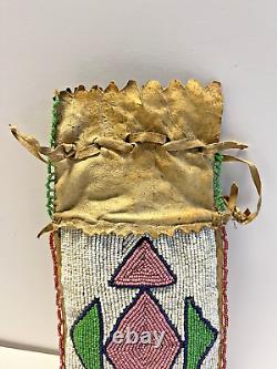 Original Antique Native American Indian Beaded Pouch 1800's to 1900's-SALE