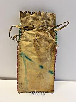 Original Antique Native American Indian Beaded Pouch 1800's to 1900's-SALE