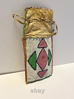 Original Antique Native American Indian Beaded Pouch 1800's to 1900's-SALE