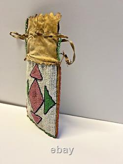 Original Antique Native American Indian Beaded Pouch 1800's to 1900's-SALE