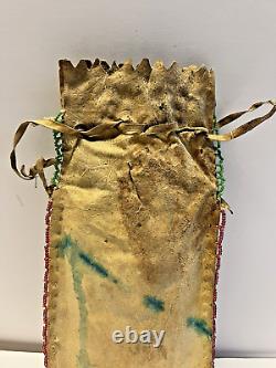 Original Antique Native American Indian Beaded Pouch 1800's to 1900's-SALE