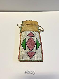 Original Antique Native American Indian Beaded Pouch 1800's to 1900's-SALE
