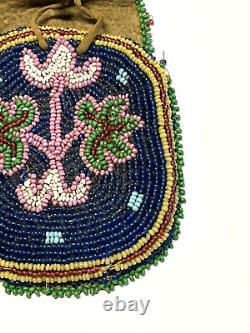 Original Antique Native American Indian Beaded Pouch Small 3 1800's to 1900's