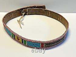 Original Native American Indian Beaded Belt 39 Brass Tacks 1890-1920