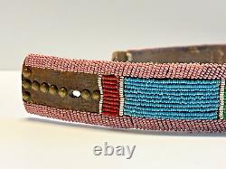 Original Native American Indian Beaded Belt 39 Brass Tacks 1890-1920