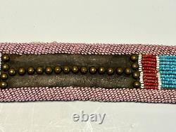 Original Native American Indian Beaded Belt 39 Brass Tacks 1890-1920