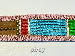 Original Native American Indian Beaded Belt 39 Brass Tacks 1890-1920