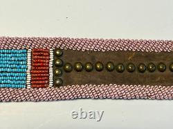 Original Native American Indian Beaded Belt 39 Brass Tacks 1890-1920