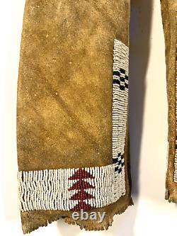 Original Vintage Native American Indian Beaded Leggings Pair 1880's to 1900's