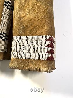 Original Vintage Native American Indian Beaded Leggings Pair 1880's to 1900's