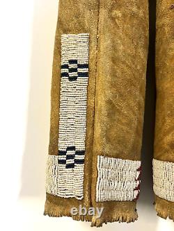 Original Vintage Native American Indian Beaded Leggings Pair 1880's to 1900's